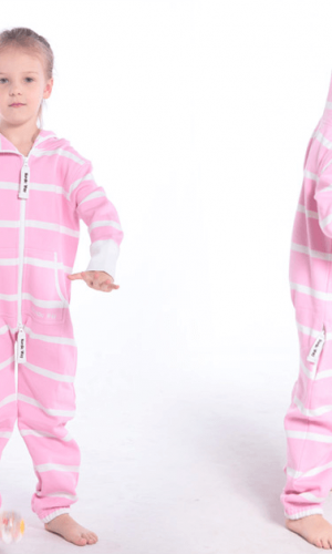 Полосатый комбинезон белый+розовый K1603 1